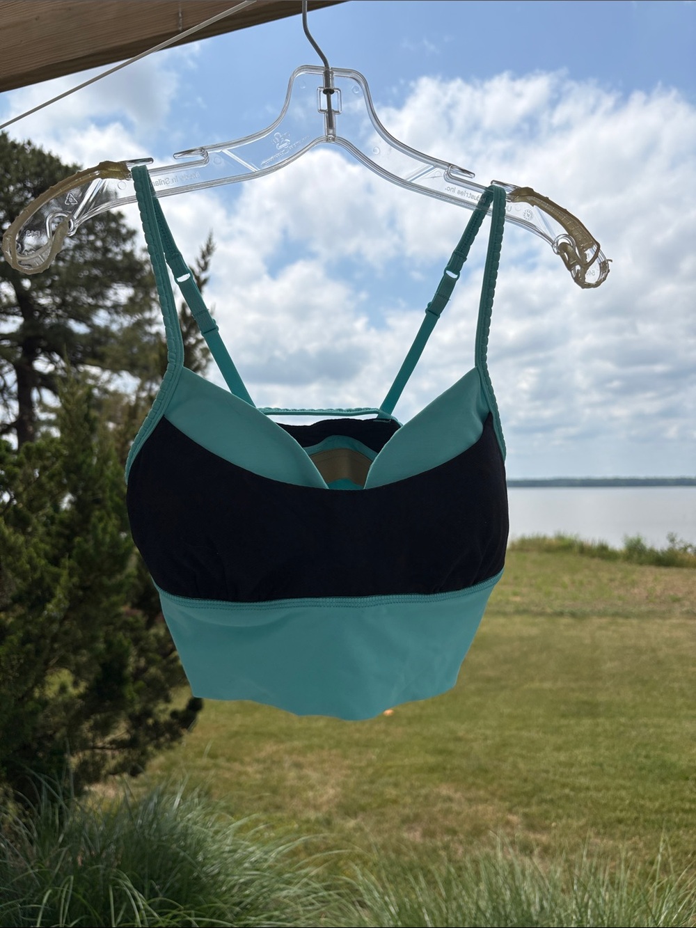 lululemon athletica Teal and Black Longline Sports Bralette